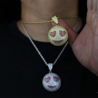Collier en Zircon glacé personnalisé pour homme et femme, bijoux mignons, pendentifs en forme de cœur, d'étoile, de sourire et de visage