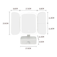 Miroir de Maquillage LED Portable Pliable à Trois Volets avec Support de Bureau et Tiroir de Rangement – Vente en Gros