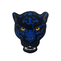 Broderie vive tête d'animal de léopard Orange bleu couleurs tissu Patch tête de léopard couleurs étiquette pour uniforme sac à dos bricolage coudre