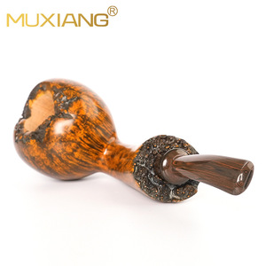Muxiang Tobacco Pipe Bent Type Solid Wood Smoking Pipe With Filter Retro Style - Product Image 3