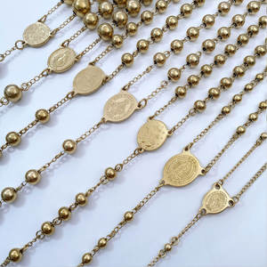 Collares Religiosos de Acero Inoxidable con Cuentas, Collar de Rosario con Cruz de Oro Sólido de 14k y 18k para Mujeres, Hombres y Niñas - Product Image 2