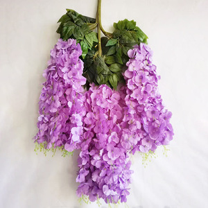 Bouquet de fleurs artificielles de glycine bleues en plastique et soie pour décoration intérieure, mariage, extérieur, plantes suspendues - Product Image 2