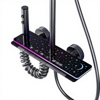 Système de douche de luxe en métal canon de fusil avec affichage LED ciel étoilé, commande par touches piano, pommeau de douche pluie et douchette à main pour salle de bain et spa