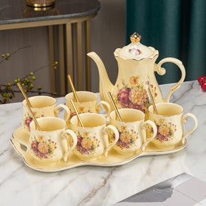 Luxury Gold Rim Afternoon Tea <b>Set</b> European Tea Pot and <b>Cup</b> <b>Set</b> Ceramic Coffee and Tea <b>Set</b> - Product Image 2