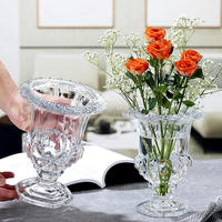 Vase en verre cristal gaufré style romain, épais, vintage, fait main, pour centre de table, support floral, décoration de table pour mariage, hôtel, banquet, vente en gros