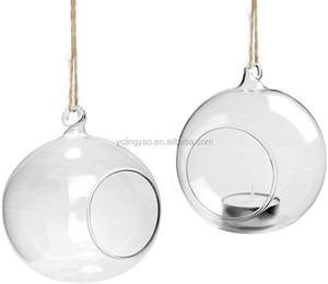 Wholesale Diameter 10cm Glass Bauble Sphere Ball <strong>Hanging</strong> Terrarium Outdoor Garden Candle <strong>Tea</strong> <strong>Light</strong> <strong>Holder</strong> - Product Image 2