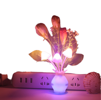 Nouvelle Veilleuse LED Décorative pour la Maison, Design Rose Violette et Champignon, Contrôle Tactile, Lumière Chaude, en PC, pour Enfants et Adultes, Chambre, Salle de Bain, à Brancher