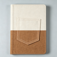 Carnet A5 à couverture rigide en tissu denim bicolore avec pochette avant, ligné, 100 feuilles, logo personnalisé pour le bureau, cadeau d'affaires