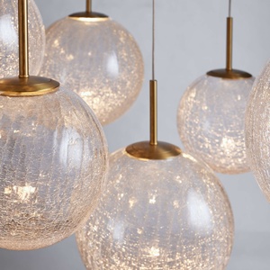 Nordic moderno elegante lampadario in vetro Crackle soffiato a mano lampadario a LED integrato per la decorazione della casa soggiorno sala da pranzo - Product Image 3