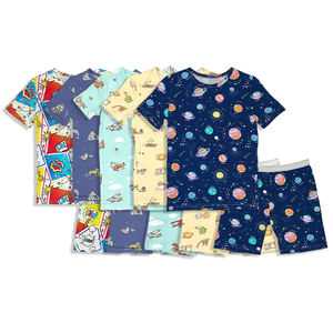 Enfants Pyjamas À Manches Courtes En Bambou Bio D'été Enfants Pj Pyjamas Pour Enfants Garçon Chemises Et Shorts Ensemble Vêtements De Nuit Personnalisés - Product Image 1