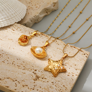 Collares de Acero Inoxidable con Colgantes de Estrella/Concha y Perla para Mujer, Accesorios de Moda de 18K PVD Resistentes al Agua, Joyería de Moda para el Cuello - Product Image 5