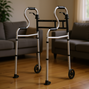 Déambulateur pliable à hauteur réglable avec roues pour usage domestique - Product Image 2