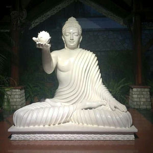 Sculpture de <span class=keywords><strong>Bouddha</strong></span> <span class=keywords><strong>en</strong></span> marbre de <span class=keywords><strong>pierre</strong></span> naturelle sculptée à la main, siège de lotus, décoration de temple de jardin, taille personnalisée BLVE - Product Image 2