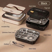 Boîte à lunch bento en acier inoxydable 304, compartiment anti-fuite, grande capacité, pour l'école, le bureau, OEM ODM