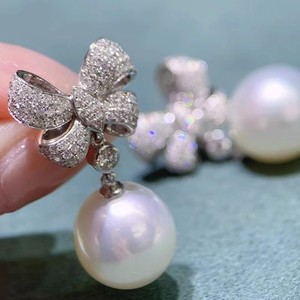 Eleganti Orecchini Pendenti con Fiocco in Finta Perla per Donne, Orecchini alla Moda per Feste e Uso Quotidiano, Regalo di Gioielleria - Product Image 2