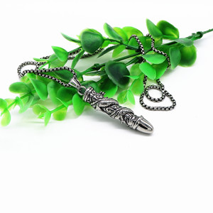 yunnique Stainless Steel Dragon Bullet Pendant Necklace For Men Animal Design Gift Jewelry - Product Image 3