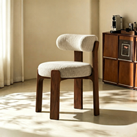Chaise de salle à manger en bois massif, design mi-siècle, tissu imperméable et écologique, style moderne minimaliste français