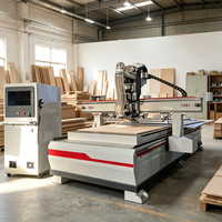 Routeur CNC MEOKON 1325 ATC à broche unique avec changeur d'outils automatique linéaire, machine de travail du bois à châssis robuste, table à vide pour bois/MDF, MACH3