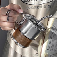 Tasse à café et bière portable d'extérieur avec paille et couvercle, en acier inoxydable 304, pour eau, lait, mini-latte