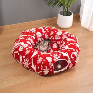 Lit pour chat en forme de donut, tunnel, niche, matelas écologique, moderne, dessin animé, amovible, lavable, édition limitée Noël - Product Image 1