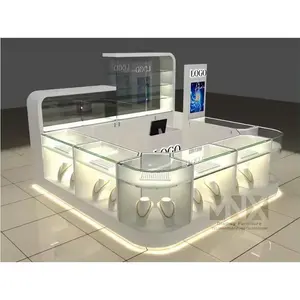 Op Maat Gemaakte Winkelcentrum Glazen Sieraden Moderne Kiosk Ontwerp Retail Display Kiosk Voor Sieraden