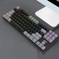 Teclado mecánico gaming profesional con cable, 87 teclas y retroiluminación RGB JK87, diseño ergonómico, USB tipo C y interrupto