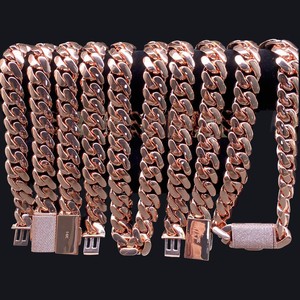 Collana a catena cubana spessa oro rosa da uomo e bracciale abbinato 14K gioielli in ottone placcato oro per il Look da Rapper Street Style - Product Image 1
