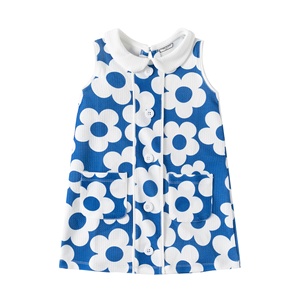 Bajo MOQ verano bebé niño niñas tela 100% botones bolsillos sin mangas Floral algodón Niña Casual bebé niños tutú falda - Product Image 1