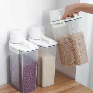 <b>Rice</b> Storage <b>Container</b> 4L Airtight Insect Proof Moisture Proof With Handle Transparent White Rectangle - Product Image 1