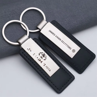 Porte-clés en cuir personnalisé avec logo, plaques métalliques gravées au laser, porte-clés en PU noir et marron pour cadeaux d'entreprise de marques automobiles