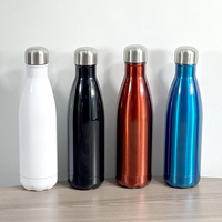 Bouteille d'eau de sport à double paroi en acier inoxydable de 17 oz, en forme de bouteille de cola, avec poignée en silicone, petite ouverture, pour la salle de sport