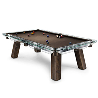 Tables de billard en verre trempé avec pieds en bois massif, tables de billard en acrylique transparent, complètes avec tous les accessoires, tailles 6 à 9 pieds