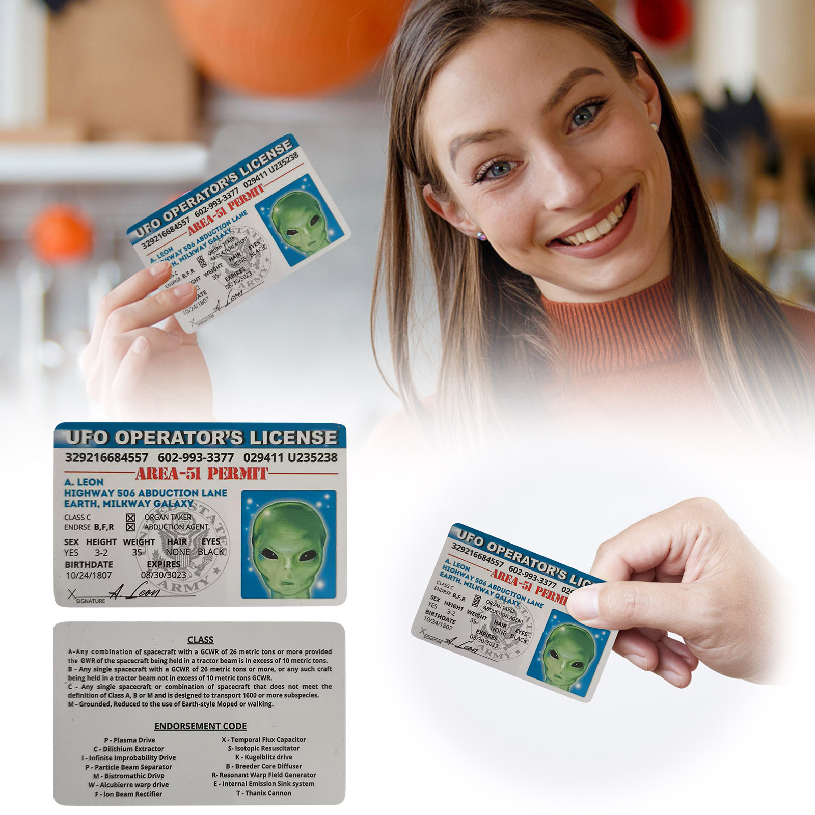 Custom Design Vermont Alien License Card Novelty ID Plastic Extra
