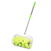 Edelstahl-Tennisballsammler mit Handschiebemechanismus, Teleskopisch, Automatische Schnelle Sammlung, Große Kapazität, Langlebig für Platztraining