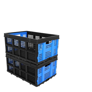 Foldable Plastic <b>Storage</b> <b>Crate</b> Blue Black Mesh Design For Home Use - Product Image 2