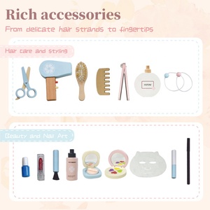 Ensemble de maquillage en bois pour filles, kit de <span class=keywords><strong>salon</strong></span> de beauté, jeu de rôle de princesse, jouets cosmétiques, sac de voyage, cadeau éducatif - Product Image 4