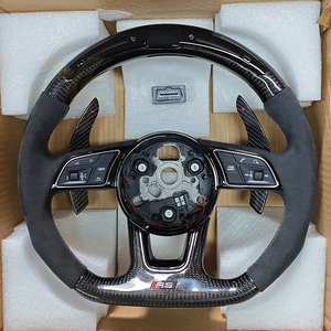 Volant en cuir et fibre de carbone avec mode RS et LED pour <span class=keywords><strong>Audi</strong></span> A3 A4 A5 A6 A7 C6 C7 C8 S3 S4 S5 S6 B7 B8 B9 Q5 Q7 RS3 RS5 RS7 - Product Image 3