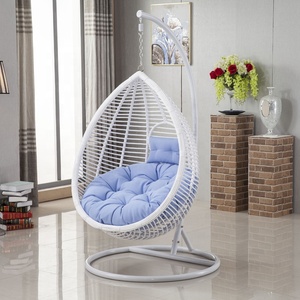 Modern Blue Wicker Rattan Patio Furniture Outdoor Garden Hanging Nest Swing <strong>Egg</strong> <strong>Chair</strong> with Stand - Product Image 2