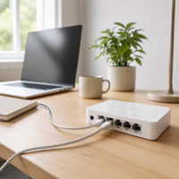 Switch Ethernet Rápido de 5 Puertos 10/100Mbps TL-SF1005+ de Escritorio, Sin Administración, Divisor de Red RJ45 para Oficina en Casa y LAN