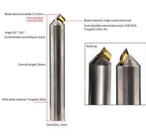 חותך כרסום יהלומים מונו-גביש PCD CNC חיפוי ליטוש חותך כלי כרסום יהלומים כלי יצרן תכשיטים