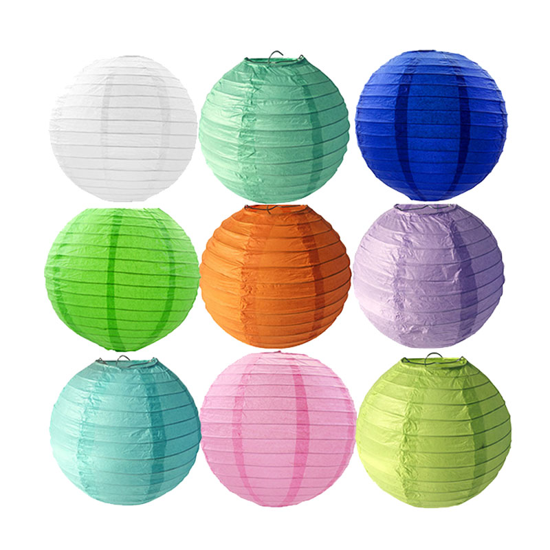 Chinese Paper Lanterns Set Of 12 - 14 Inch Ivory Round Lanterns For Party Decorations