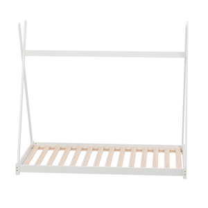 Cama juvenil <span class=keywords><strong>Montessori</strong></span> House hecha de marco de cama de pino macizo 140X200cm blanco con marco de listones - Product Image 1