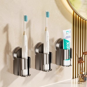 Suction Cup Electric <b>Toothbrush</b> <b>Holder</b> Wall Mounted No Drill Bathroom Storage Durable Rectangular Design - Product Image 1