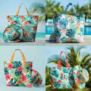 Sac à main de voyage d'été 2024 avec logo personnalisable, vente en gros de chapeaux Fedora de plage pour femmes avec fermeture éclair et deux poignées - Product Image 5