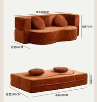 Canapé d'angle de luxe pour salon avec dossier en tissu et ensemble lit, garni d'éponge