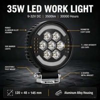 Projecteur de travail LED rond 35W 7 LED, faisceau combiné large et spot, avec œil d'ange jaune, pour VTT, SUV, camion, tracteur