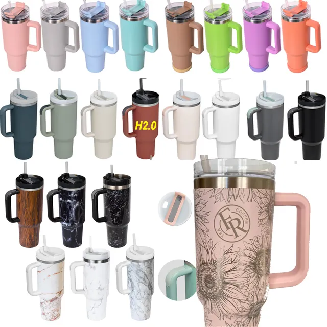 40oz h2.0 plus Vacuum Adventure Quencher simple modern 40oz tumbler with handle and straw ready to ship customized logo for car