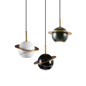 Lámpara Colgante de Lujo Posmoderna Totalmente en Cobre para Mesita de Noche, Moderna, Minimalista, para Restaurante, Hotel, Cafetería, Lámpara Colgante de Mármol Central - Product Image 6