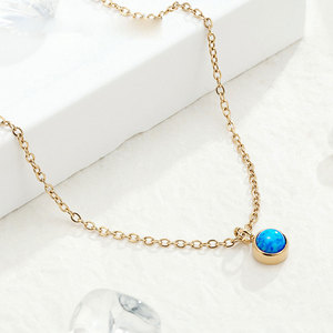 Trendy New Custom Stainless Steel 14k 18k PVD Gold Plated Fashion Pendant <b>Opal</b> <b>Necklace</b> for Women - Product Image 4