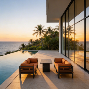 Conjunto de Muebles de Exterior con Recubrimiento en Polvo, en Forma de U, de Aluminio Impermeable y Teca, Sofá Modular Seccional para Jardín - Product Image 4